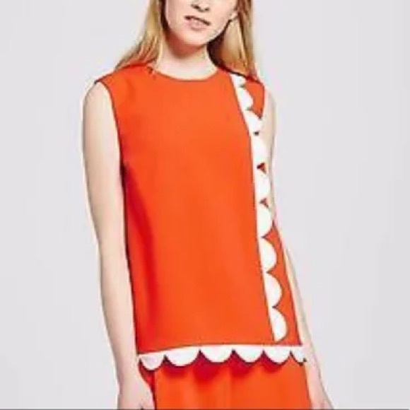Victoria Beckham for Target Orange/white scalloped tank sz M - Picture 7 of 7